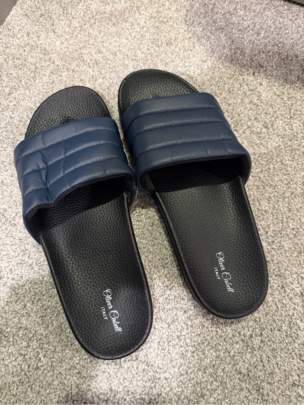 Oliver Cabell Navy Quilted Slide Sandals